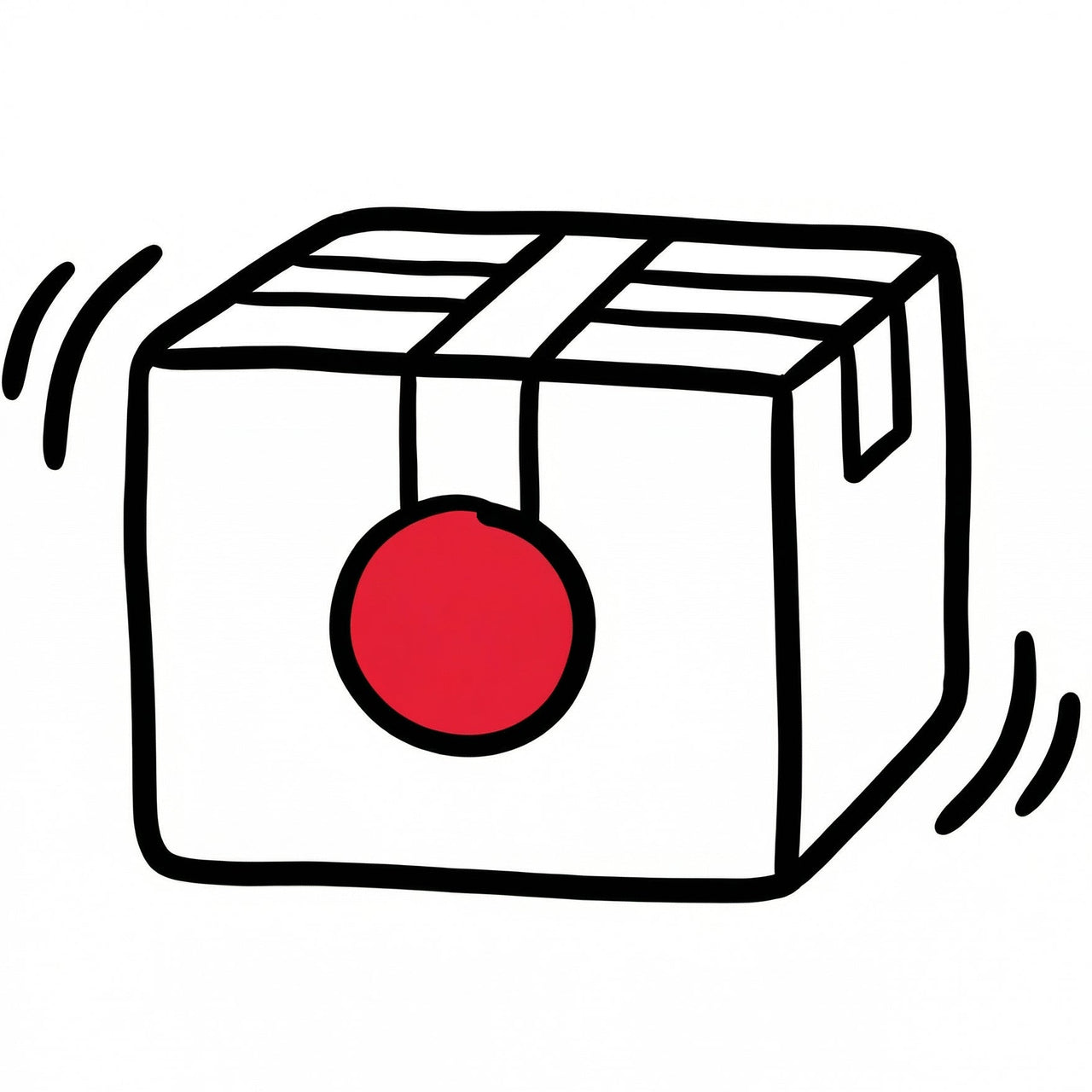 Illustration of a block with a red circle on a white background